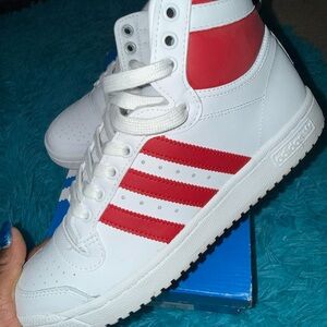 Adidas White and Red High-Tops